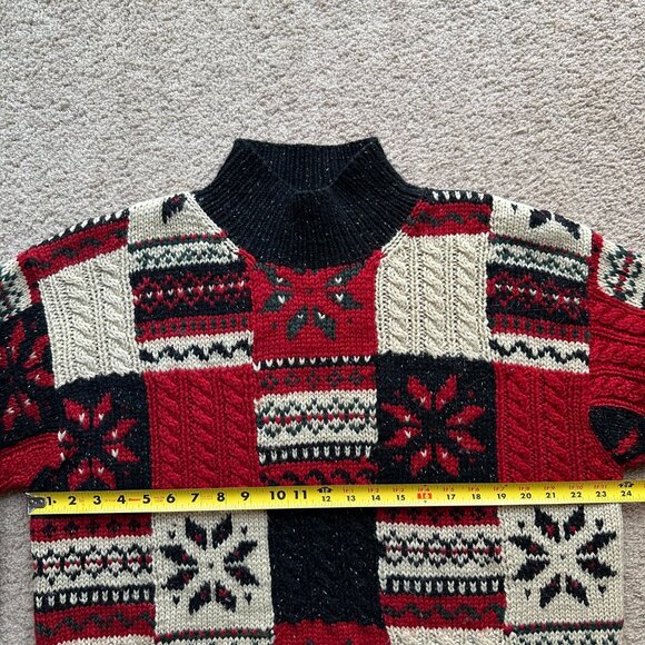 Jones New York Sweater Womens Large Vtg Hand Knit Wool Pullover Mock Neck - Picture 6 of 10